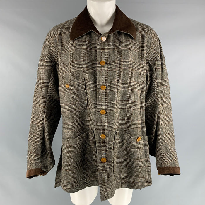 VIVIENNE WESTWOOD MAN Size 40 Brown Black Plaid Lambswool Coat