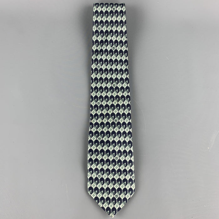 GIANNI VERSACE Navy Print Silk Tie