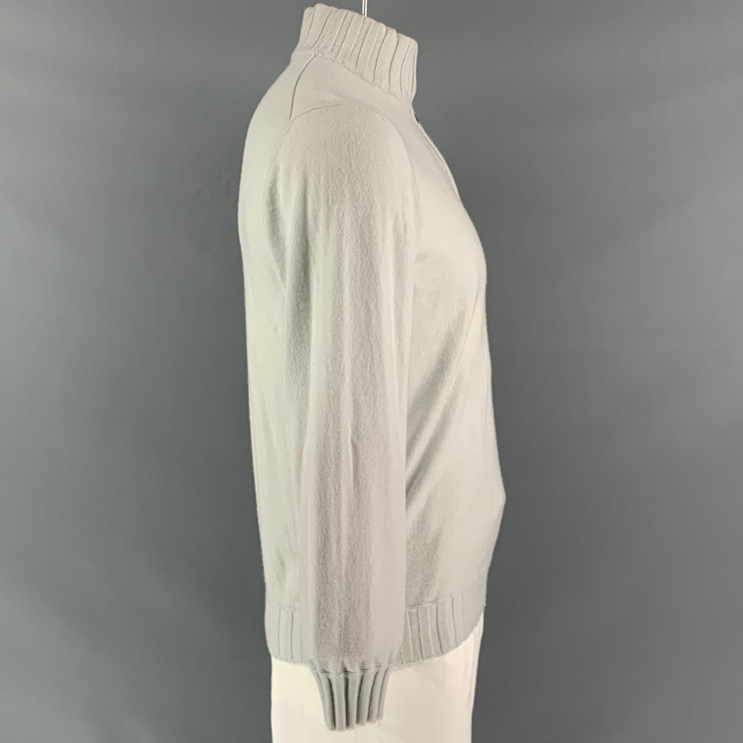 FIORONI Size XL Off White Cashmere Duvet Half Zip Pullover
