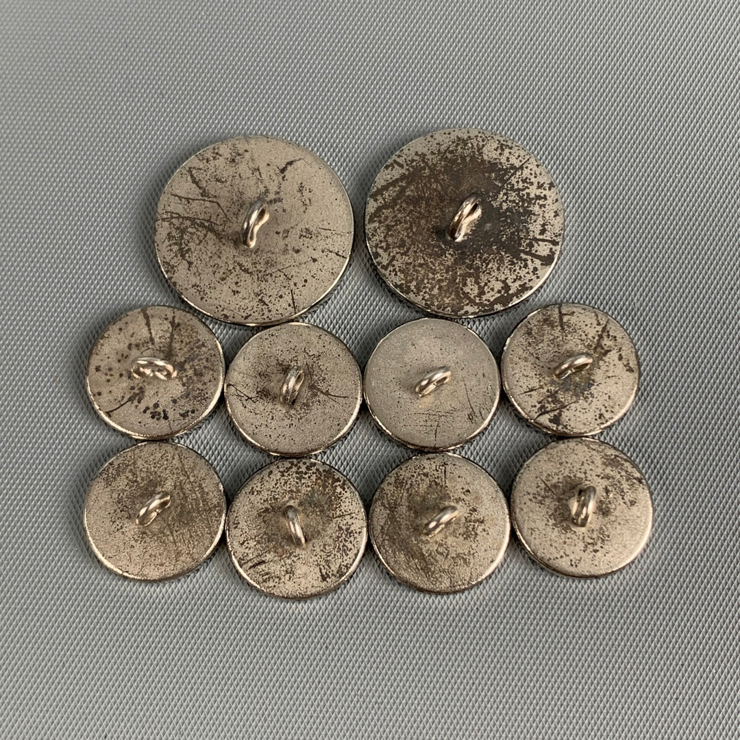 HERMES Silver Tone Engraved Metal Button Set