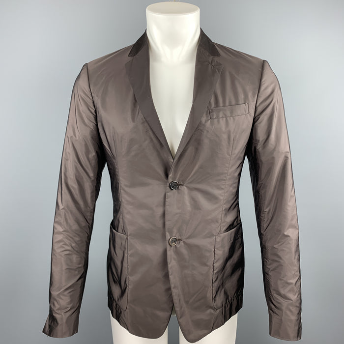 PRADA Size 38 Brown Polyester Notch Lapel Sport Coat