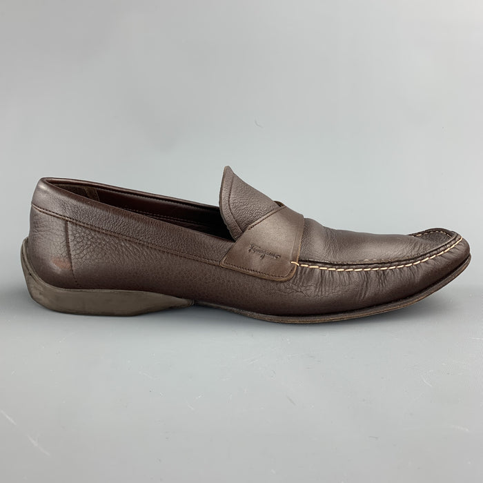 SALVATORE FERRAGAMO Size 10.5 Brown Leather Slip On Loafers