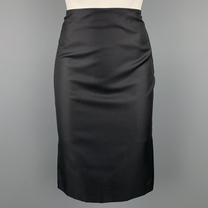 ALEXANDER MCQUEEN Size 6 Black Wool Blend Pencil Skirt