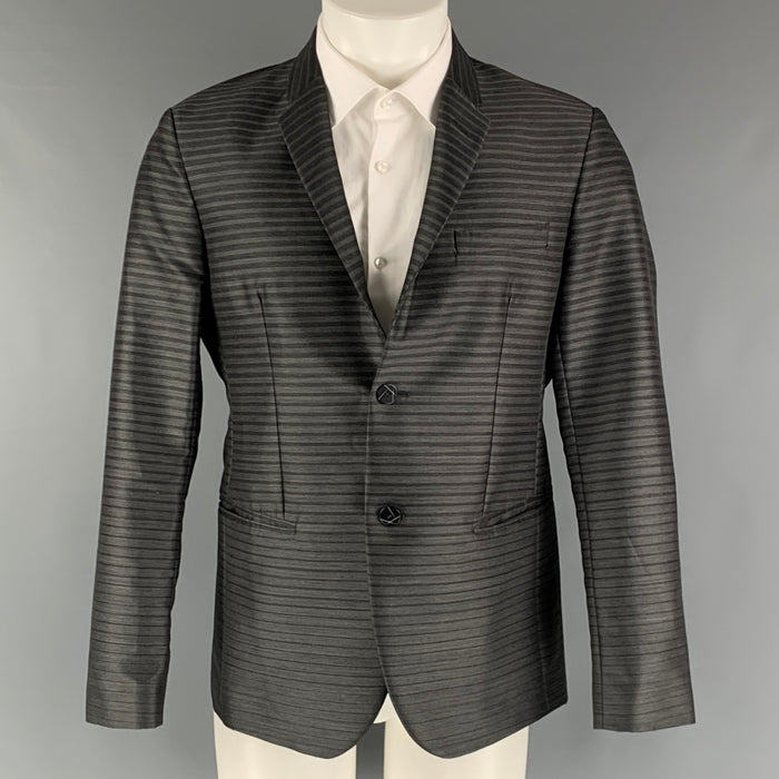 EMPORIO ARMANI Size 38 Grey Charcoal Wool Blend Notch Lapel Sport Coat