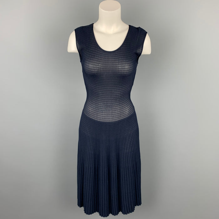 ARMANI COLLEZIONI Size 2 Navy Viscose / Polyester Sleeveless Cocktail Dress