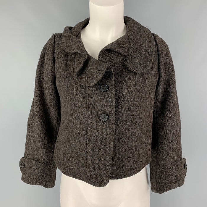 MARNI Size 4 Black Brown Nailhead Cropped Jacket