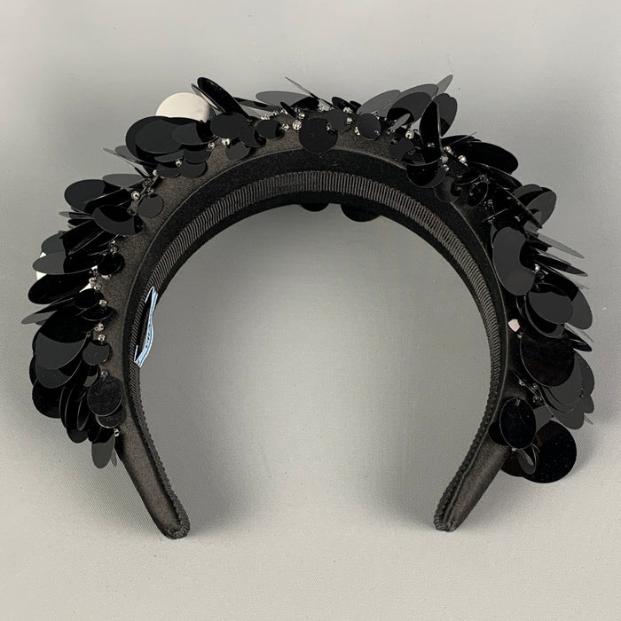 PRADA Black Silk Sequined Headband