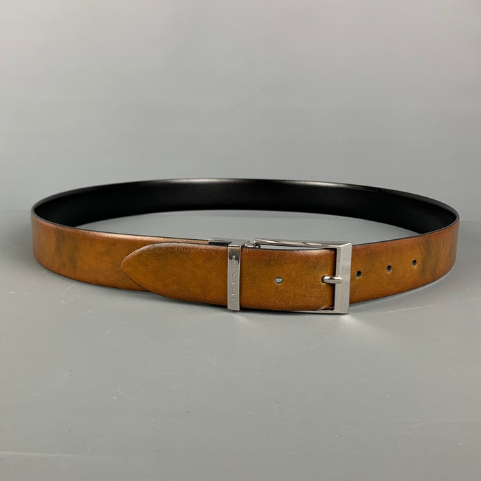 HUGO BOSS Size 38 Black Brown Reversible Leather Belt