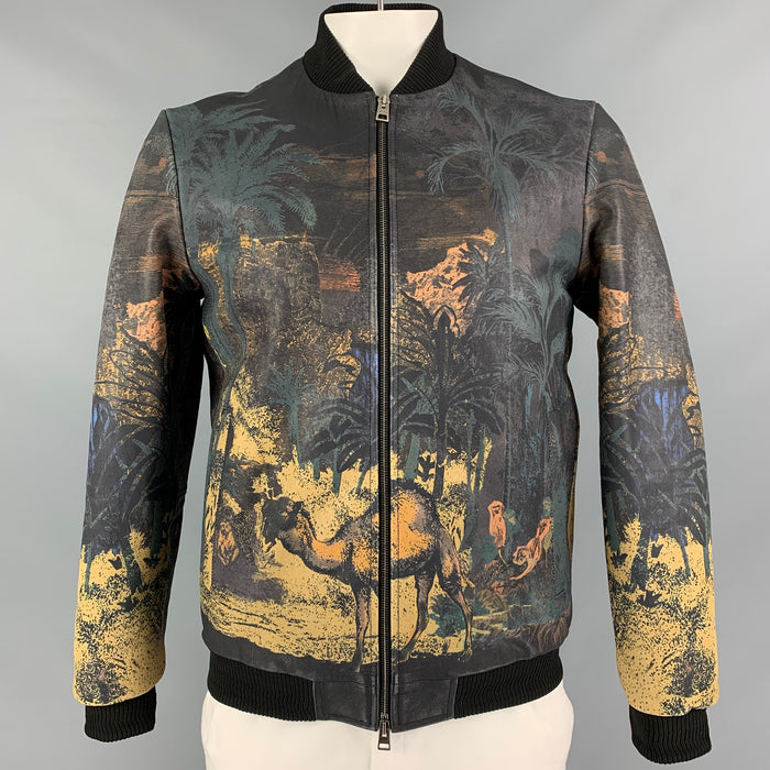 ETRO Size L Multi-Color Print Polyester Blend Bomber Jacket
