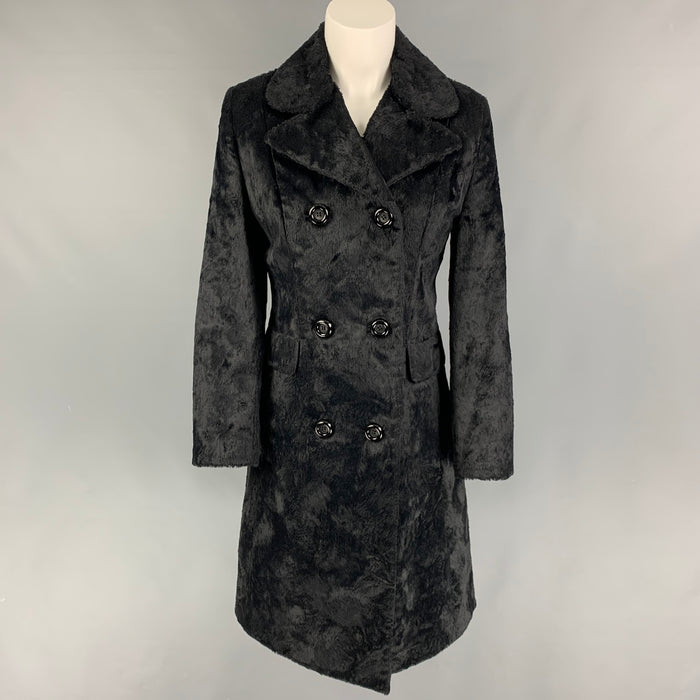 D&G by DOLCE & GABBANA Abrigo cruzado con textura negra talla 6