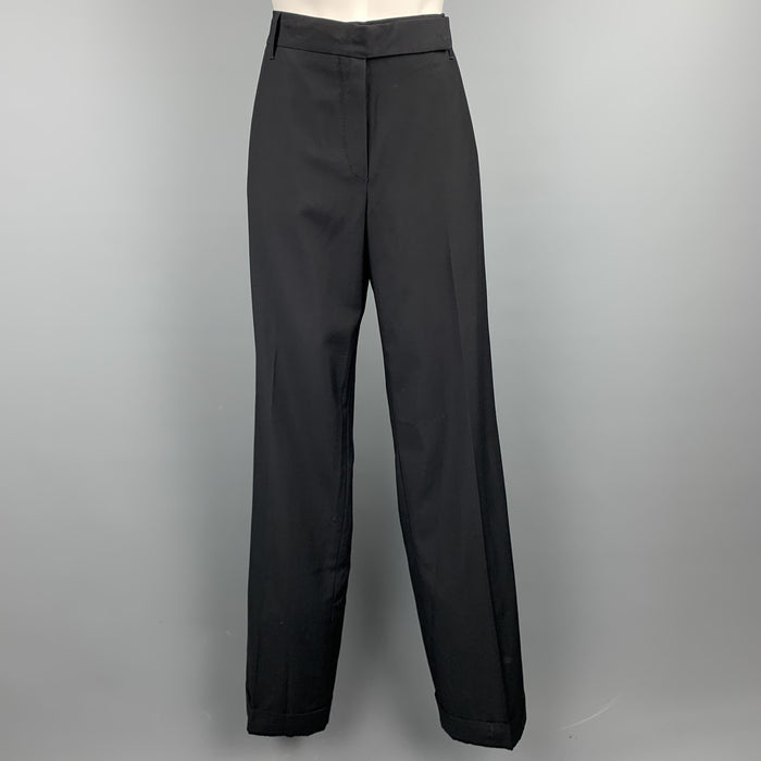 JIL SANDER Size 6 Black Virgin Wool Wide Leg Dress Pants