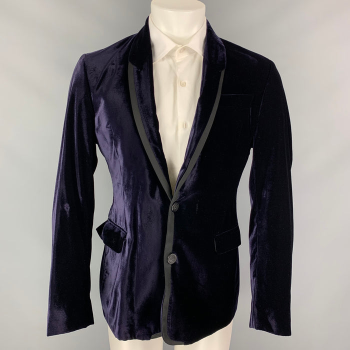 JUST CAVALLI Size 40 Purple Velvet Viscose Blend Shawl Collar Sport Coat