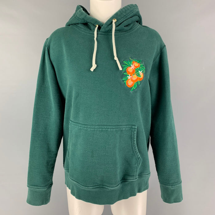 CASABLANCA Size S Green Embroidery Cotton Hoodie Sweatshirt