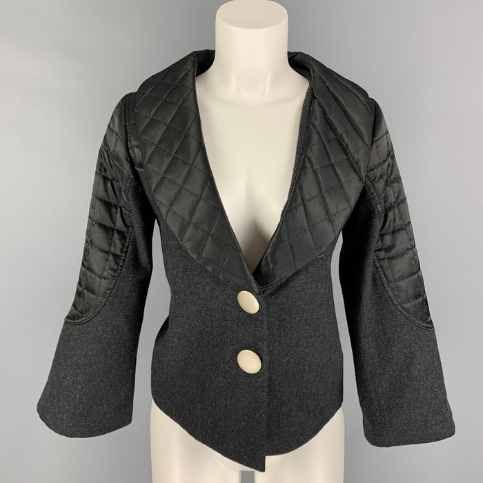 MARC by MARC JACOBS Size 2 Grey Wool Black Quilted Jacket