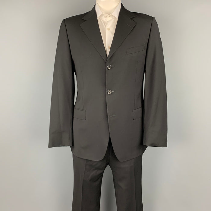 GUCCI Size 42 Regular Black Wool Notch Lapel Suit