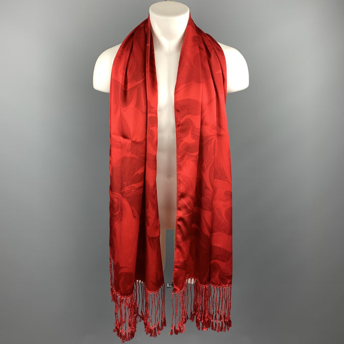 GUCCI by TOM FORD Smoke Print Red Long Silk Scarf