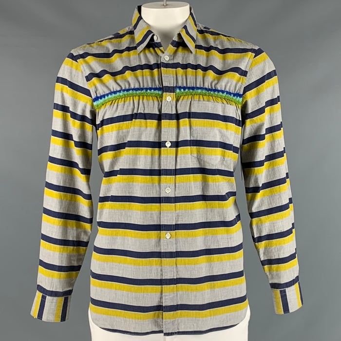 COMME des GARCONS HOMME PLUS Size L Grey Multi-Color Stripe Long Sleeve Shirt
