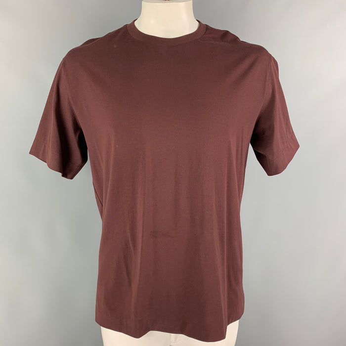 Y-3 Size L Brown Black Logo Cotton T-shirt