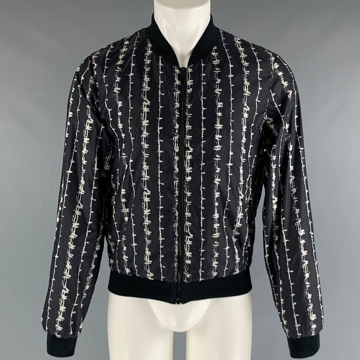 ALEXANDER MCQUEEN Size 36 Black White Print Polyamide Jacket