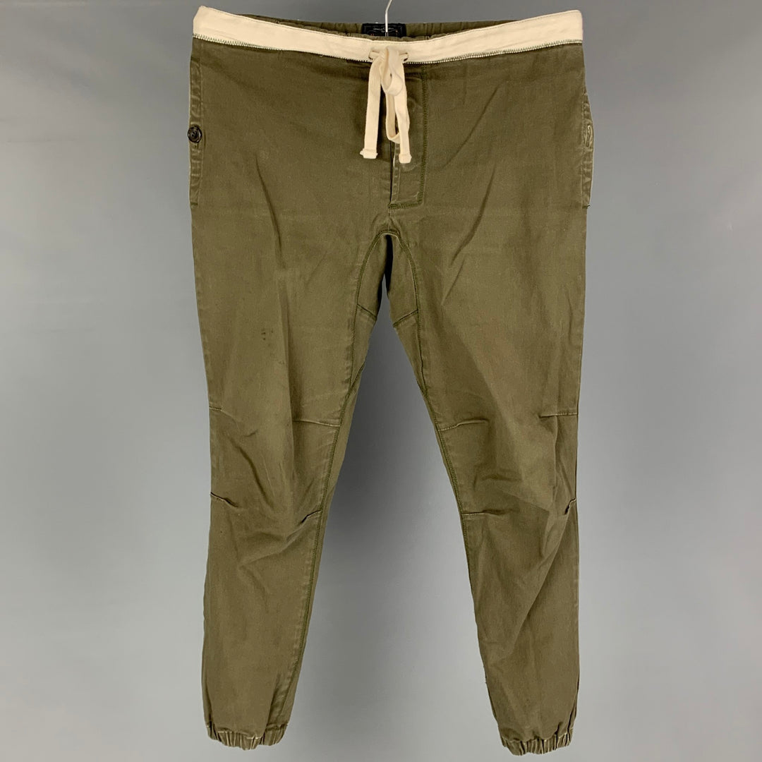 BEAMS Size M Olive Cotton Polyurethane Casual Pants