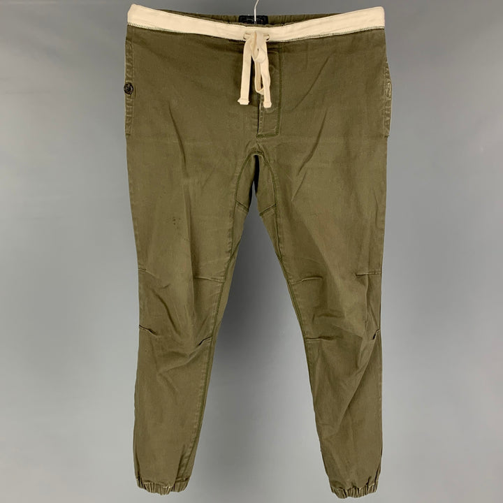 BEAMS Size M Olive Cotton Polyurethane Casual Pants