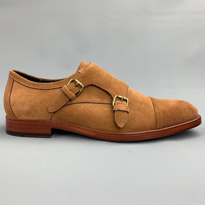 COACH Size 11 Tan Suede Double Monk Strap Loafers