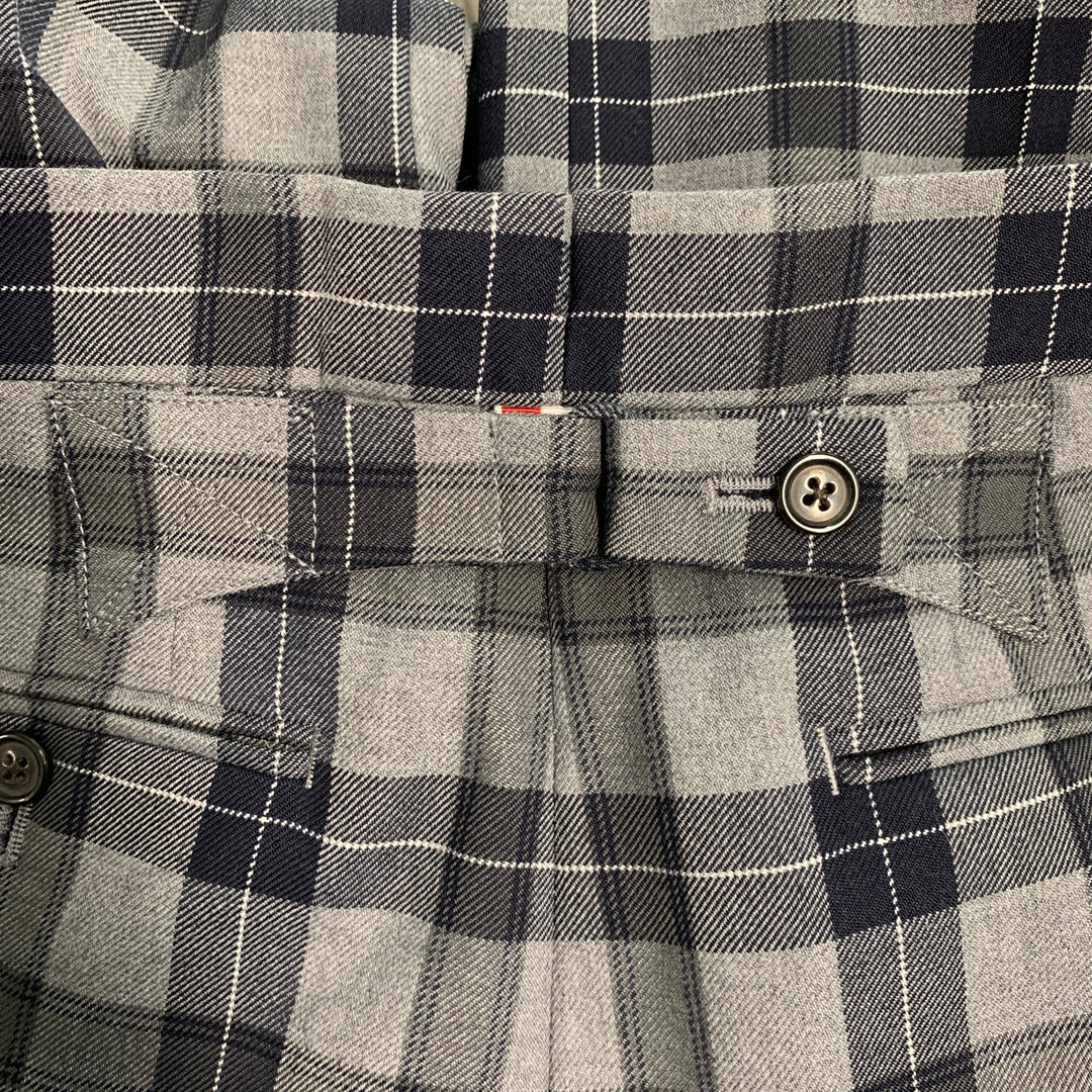 THOM BROWNE Size 0 Grey Black Wool  Polyester Plaid High Waisted Dress Pants
