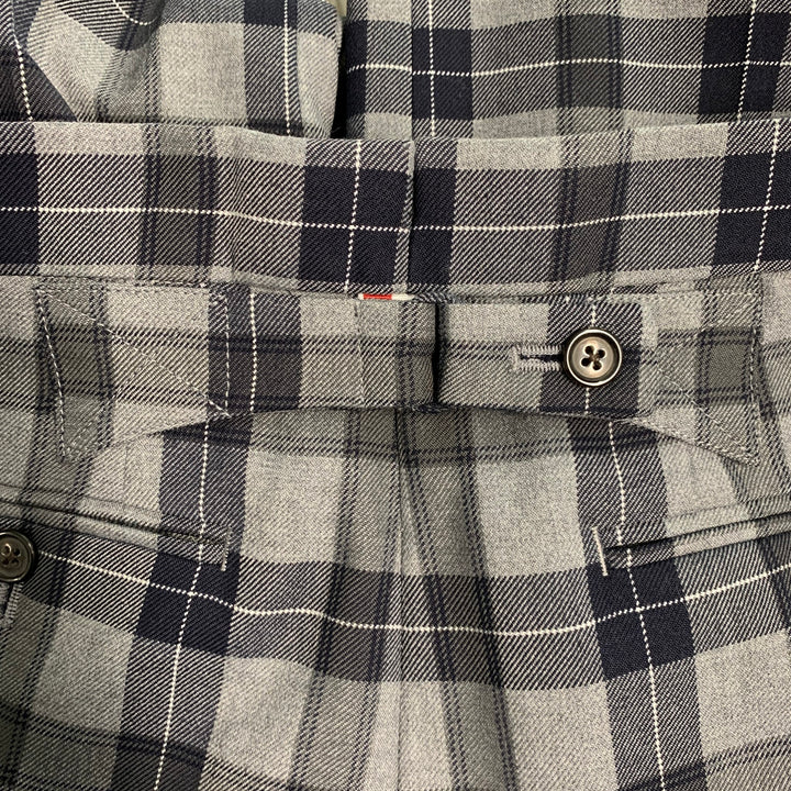 THOM BROWNE Size 0 Grey Black Wool  Polyester Plaid High Waisted Dress Pants