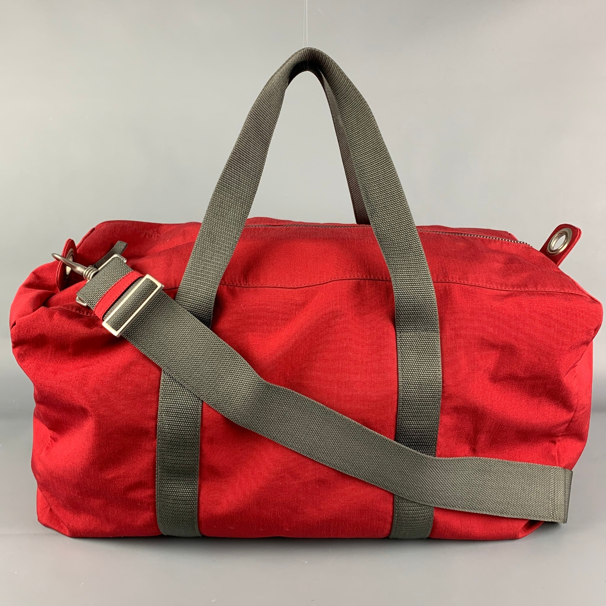 PRADA Red Slate Nylon Rectangle Duffle Bag