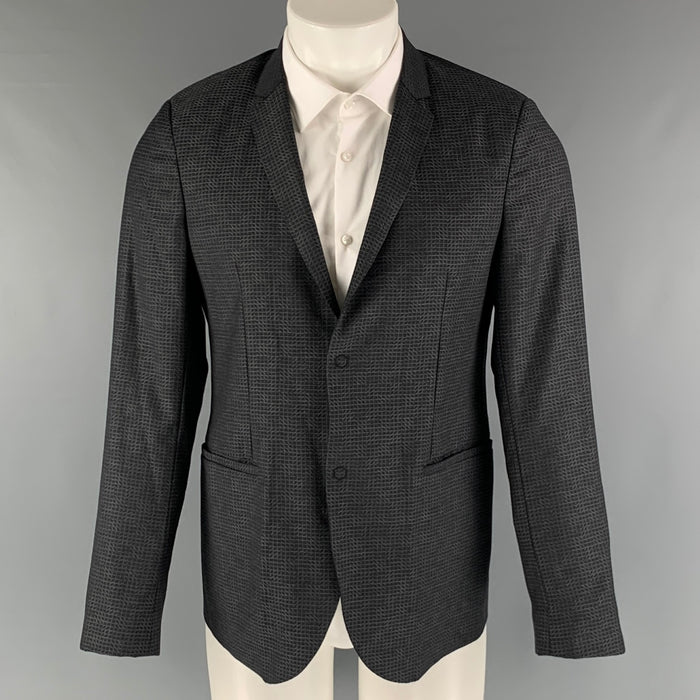 EMPORIO ARMANI Size 38 Charcoal Grey Wool Notch Lapel Sport Coat