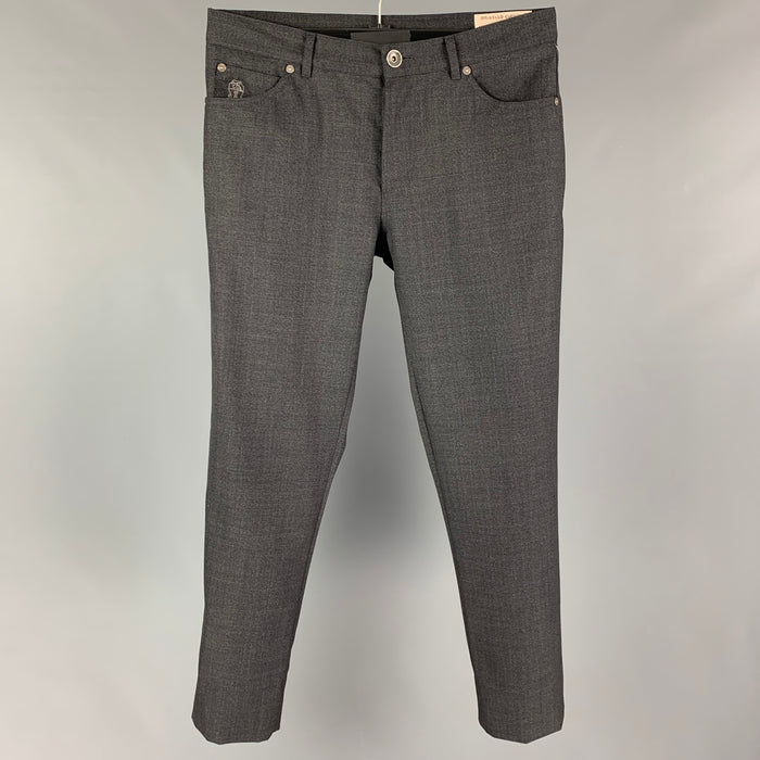 BRUNELLO CUCINELLI Talla 30 Pantalón casual de lana Lana color carbón