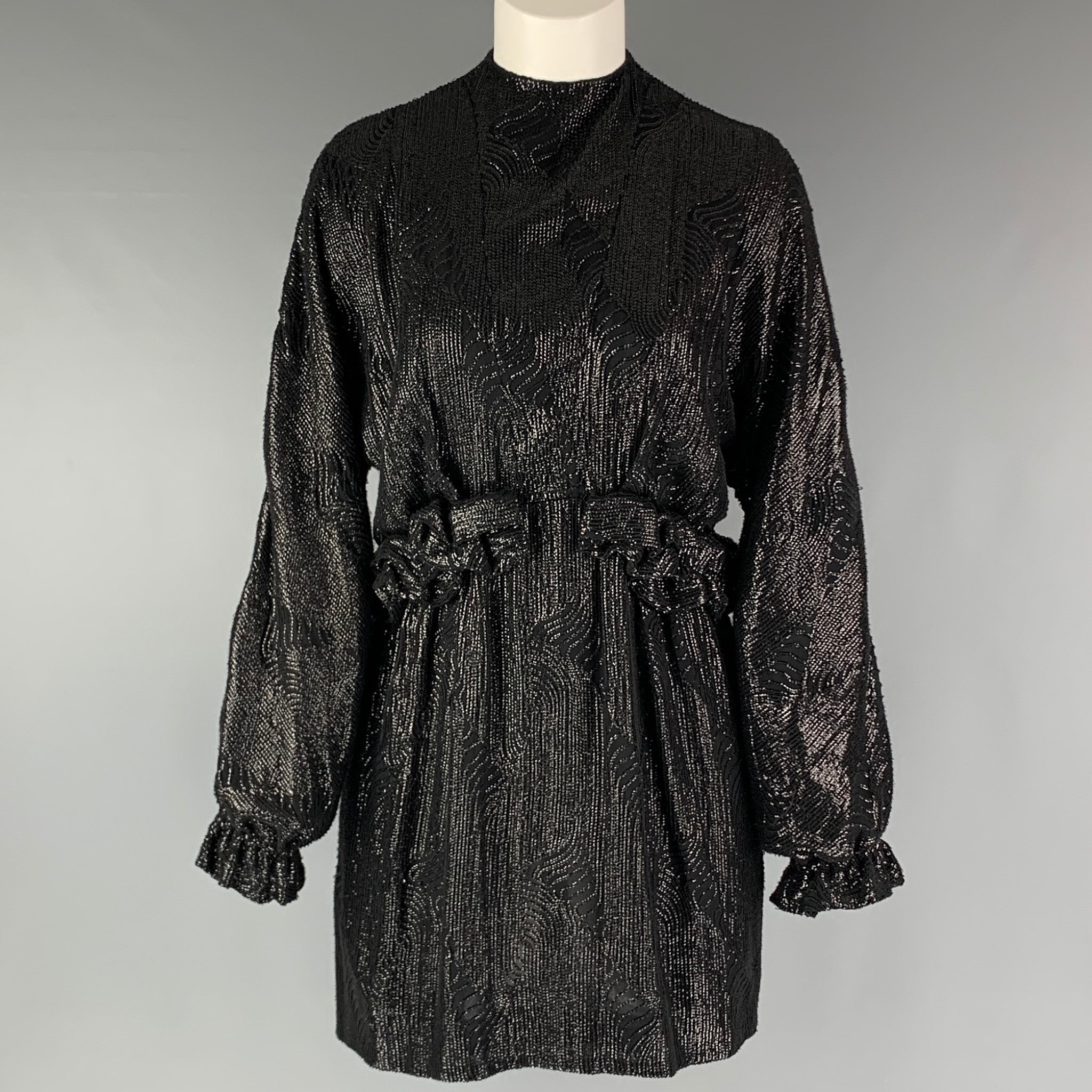 DRIES VAN NOTEN Size 2 Black Viscose Sequined Mini Dress Sui Generis Designer Consignment DRIES VAN NOTEN Size 2 Black Viscose Sequined Mini Dress Sui Generis Designer Consignment