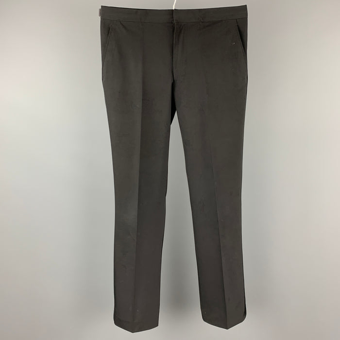 PRADA Size 32 Black Polyester Side Tabs Flat Front Dress Pants