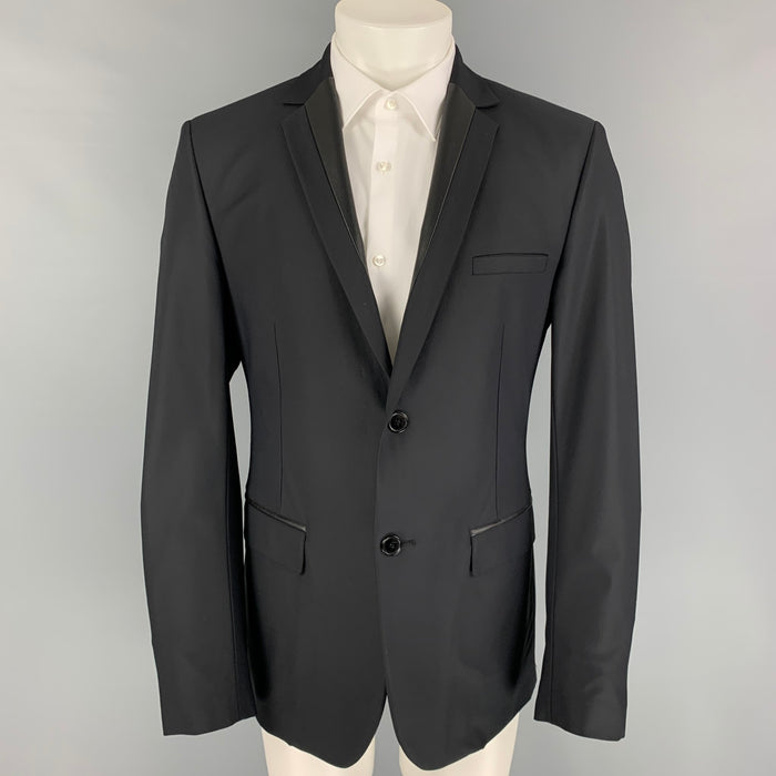 VERSACE COLLECTION Size 42 Black Polyamide Notch Lapel Sport Coat