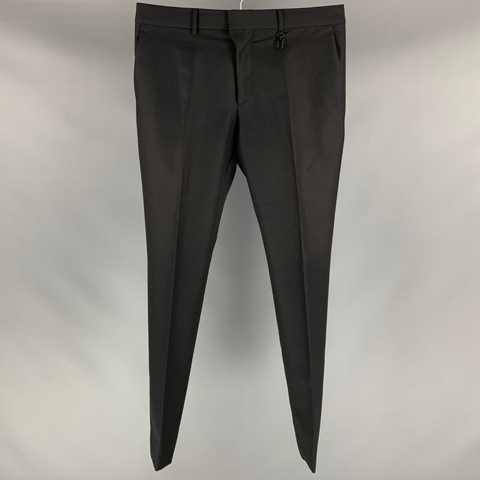 LOUIS VUITTON Talla 36 Pantalón de vestir negro con cremallera y mezcla de lana lisa