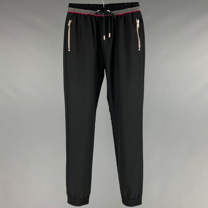 GIVENCHY Size 28 Black Grey Polyester Wool Sweatpants