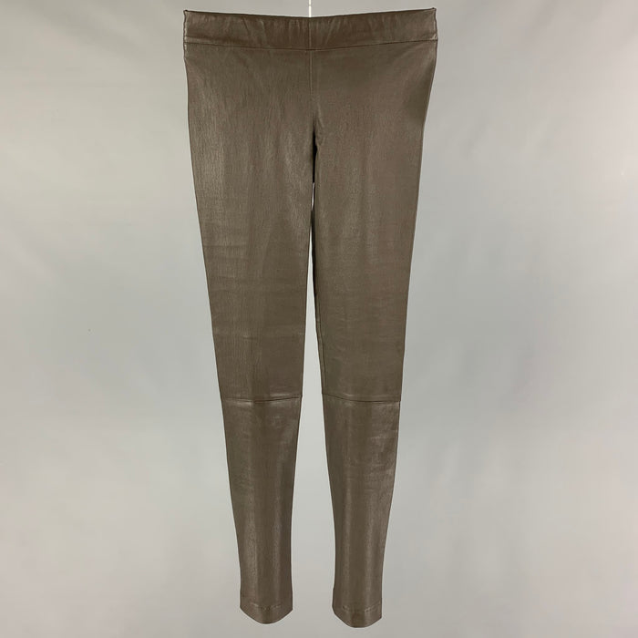 THE ROW Size XS Green Olive Lamb Skin Elastic Waistband Leggings