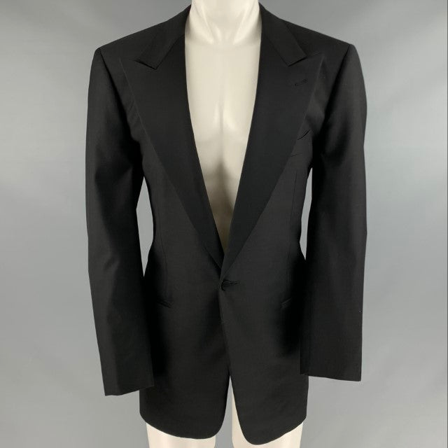 ERMENEGILDO ZEGNA Size 40 Black Wool Peak Lapel Sport Coat