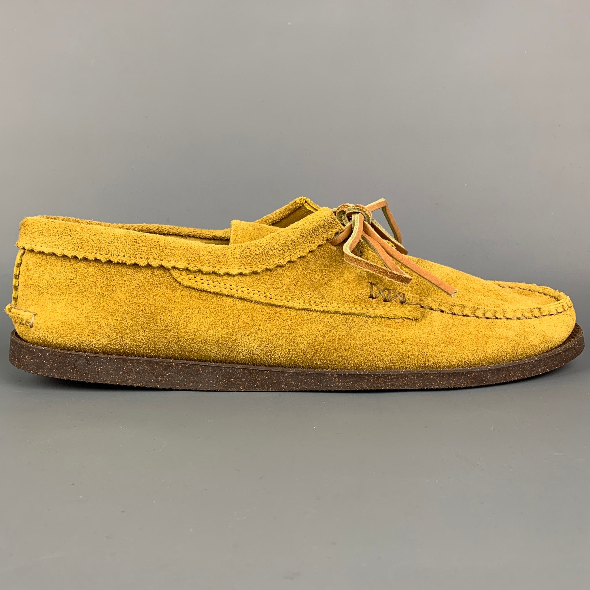 YUKETEN Size 10.5 Mustard Suede Moccasin Lace Up Moccasin 