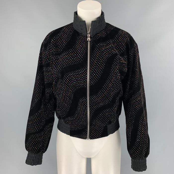 MARC JACOBS Size 2 Black Acetate Blend Rhinestone Embellishment Jacket
