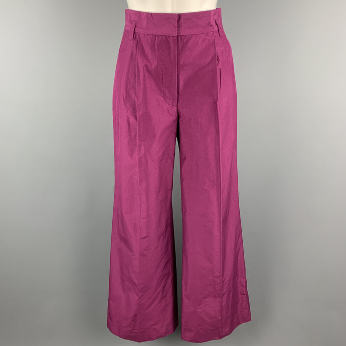 MARC JACOBS Size 0 Purple Cotton Pleated Wide Leg High Waist Dress Pants