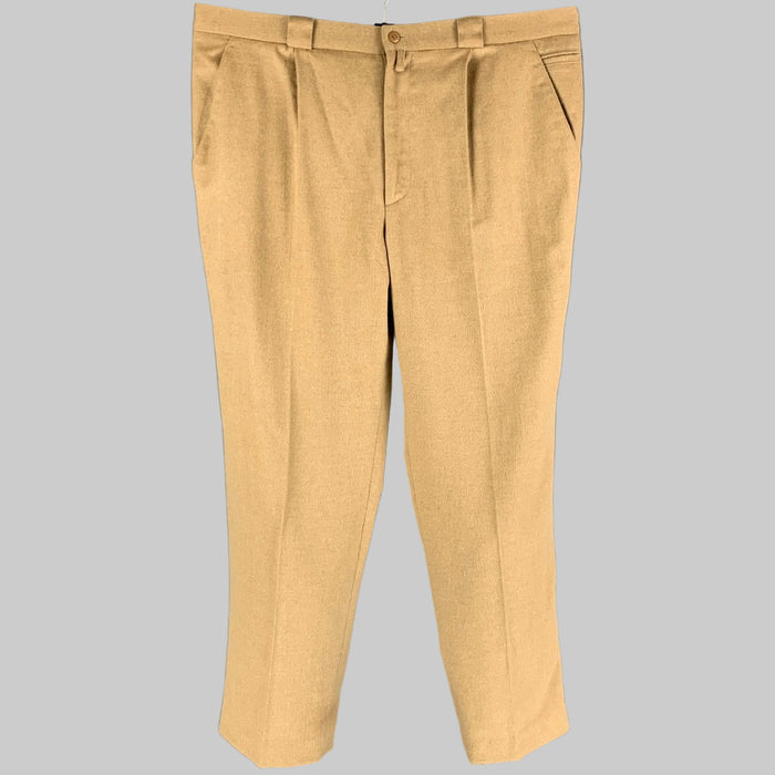 Vintage GIANNI VERSACE Size 34 Tan Angora Wool Pleated Dress Pants