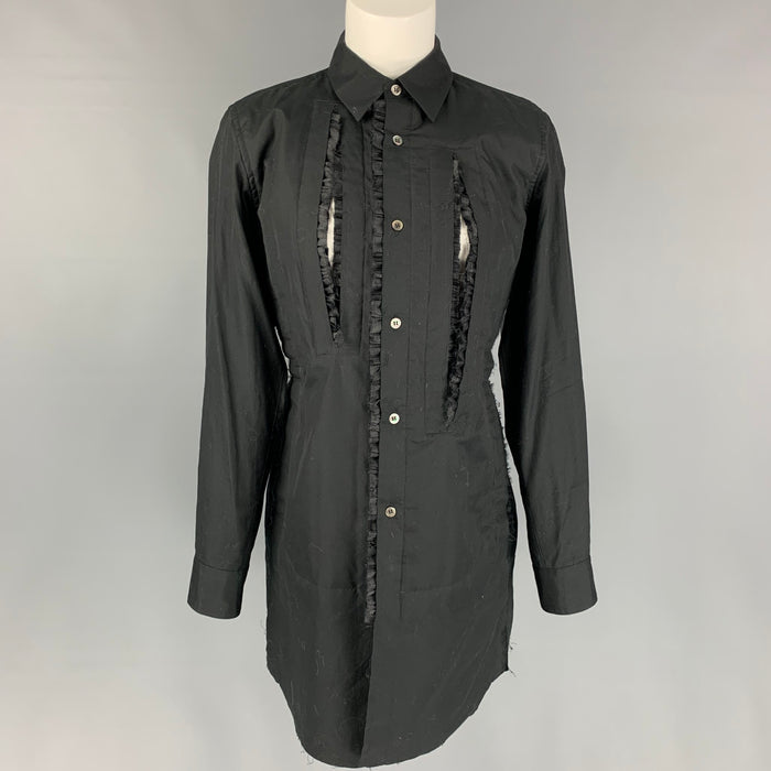 COMME des GARCONS Size M Black Cotton Ruffled Long Blouse