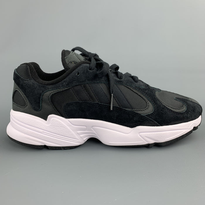 ADIDAS Size 8.5 Black Mixed Materials Nylon Lace Up Sneakers
