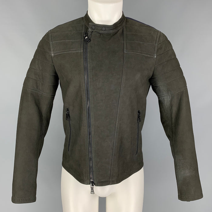 NEIL BARRETT Size M Charcoal Grey Sheep Skinny Fit Leather Jacket