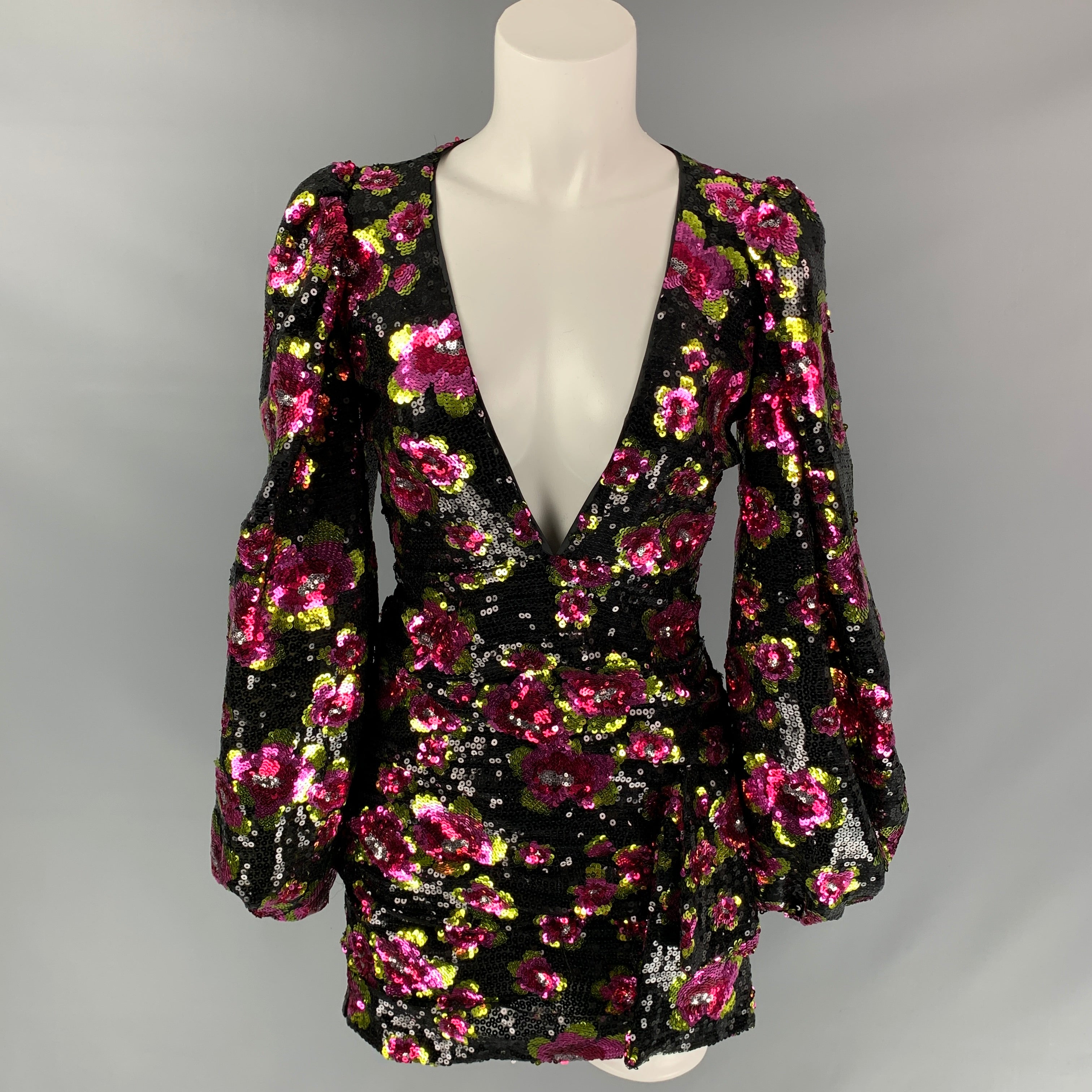 FOR LOVE & LEMONS Size XS Black & Pink Polyester Sequined Mini Dress – Sui  Generis Designer Consignment