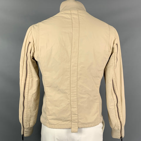 EMPORIO ARMANI Size 42 Khaki & Navy Cotton Blend Zip Up Jacket