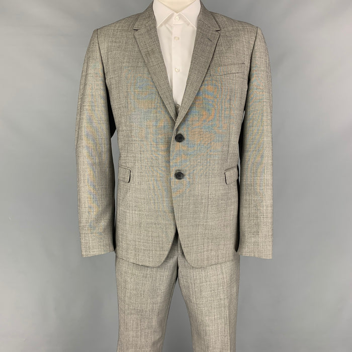 PAUL SMITH The Kensington Talla 46 Traje regular con solapa de muesca de lana gris jaspeado