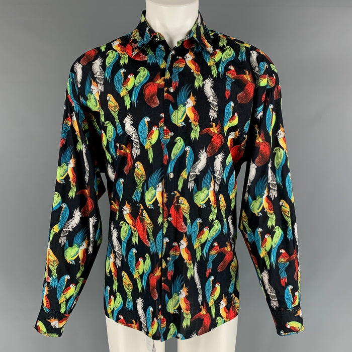 VERSACE JEANS COUTURE Size M Black Multi-Color Paradise Long Sleeve Shirt