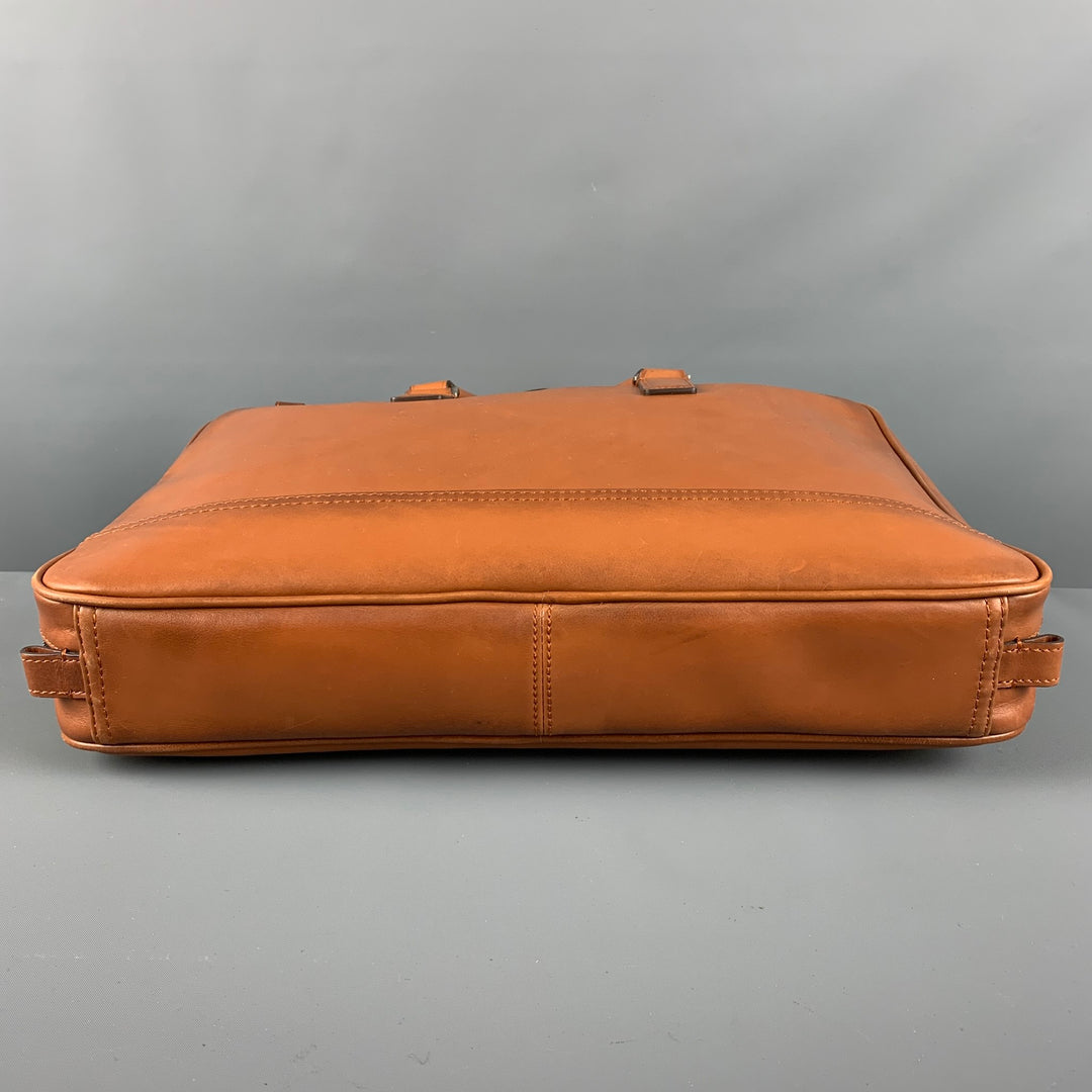 JACK SPADE Tan Solid Leather Briefcase Bags